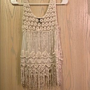 Sheer lace flowy tank